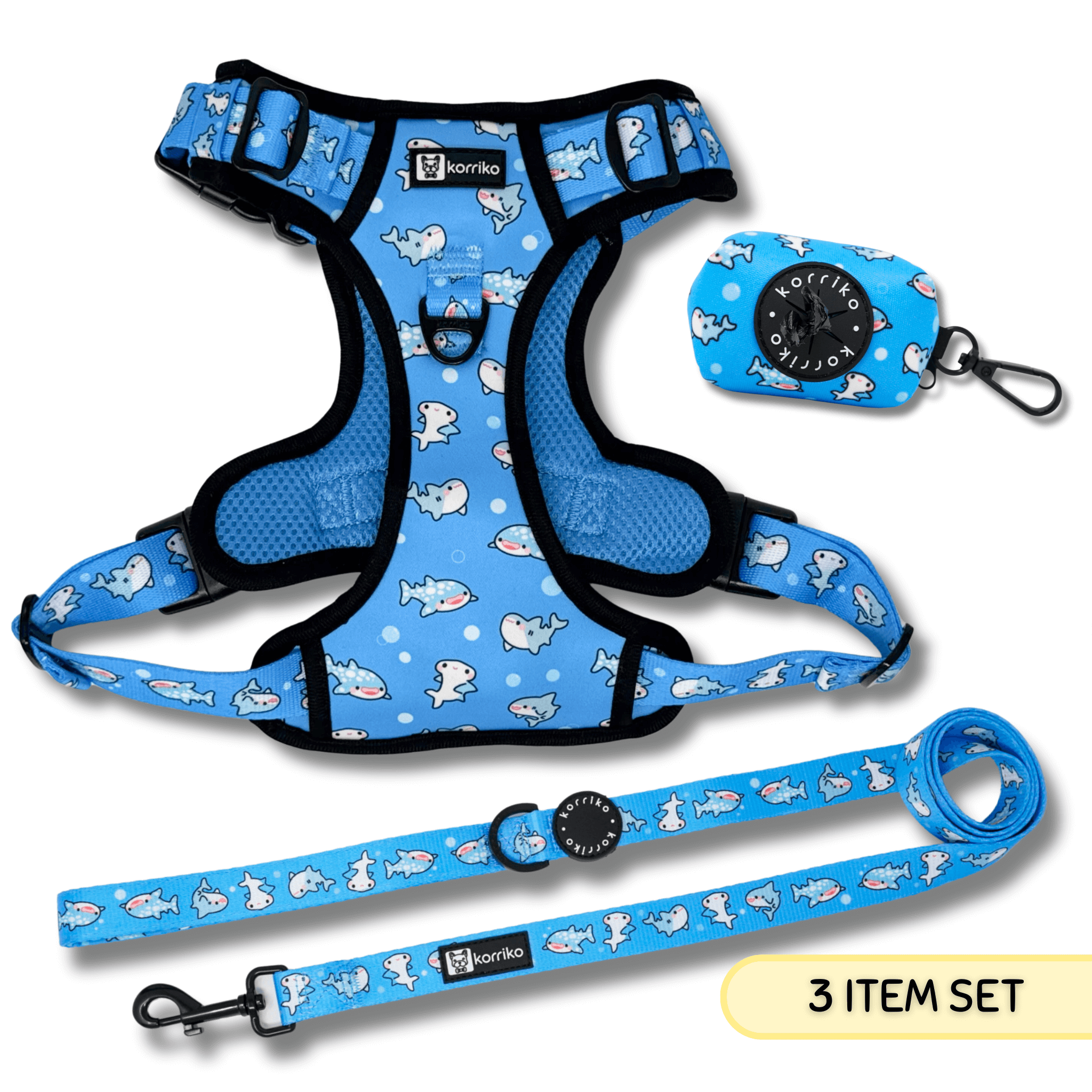 Essential Exploration No-Pull Harness Walk Set - Shark (3-Piece)