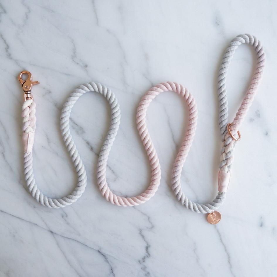Cotton Rope Leash - Blushing Grey