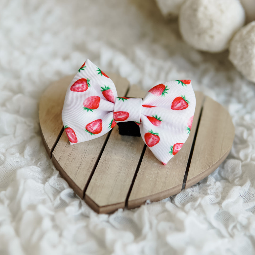 Dog Bow Tie - Strawberries & Cream (Final Sale)